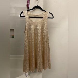 Gold Sequin Shift Dress